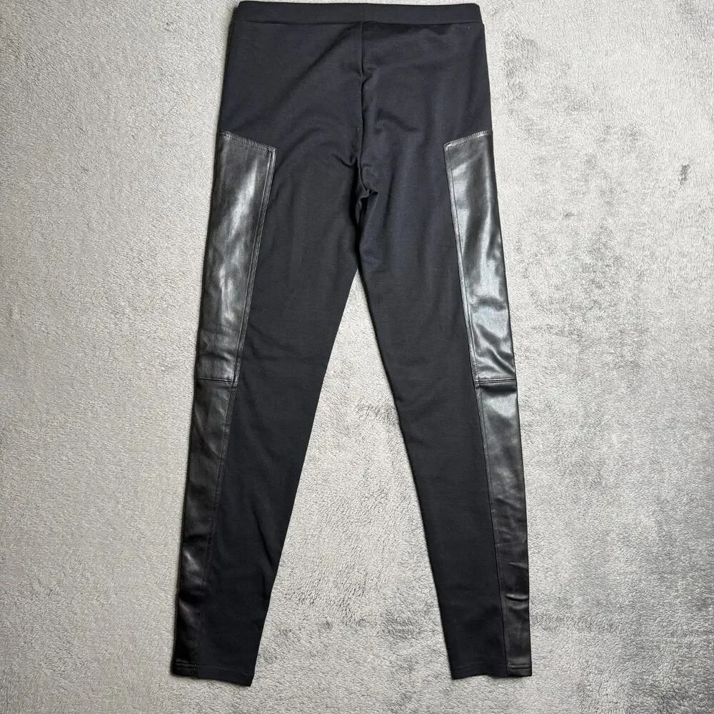 Trouve Nordstrom Womens Pants NWT Black Pull On Leggings Faux Leather Size L - Picture 2 of 9